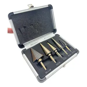 Trapezoidal Drill Bit Set Titanium Coated Cobalt High-Speed Steel Short Drill Bits Replacement Heads 5 Piece Kit Step Drill Bits