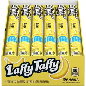 Laffy Taffy Rope Candy, Banana Flavor, 0.81 Ounce Ropes (Pack of 24)