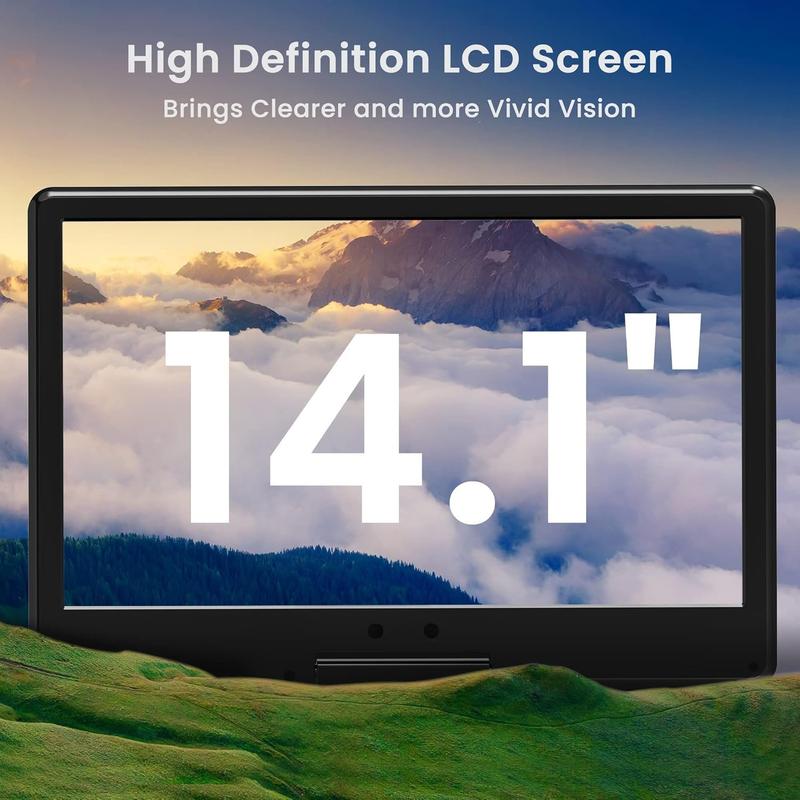 16.5" Portable DVD Player with 14.1" Large  Swivel Screen, 6 Hours Rechargeable , DVD Player Portable Support MP4, MKV Video & USB/SD Card/Sync TV, High Volume Speaker,  Regions