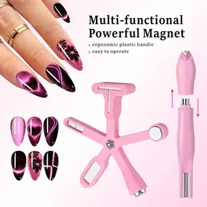 Creative heart-shaped pattern design, six in one multifunctional cat eye nail tool combination set, multifunctional magnetic rod for point, drawing and design tools, high-quality nail design tool DIY nail supplies | multifunctional nail tools Manicure Kit