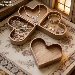 Mini Wooden Heart Shaped Plate, 6.7-inch Heart Tray, Jewelry Tray,Snack Tray, Dried Fruits Plates, Fruit Bowls, Nut Plates, Candies Trays, Jewelry Box, Table Decoration