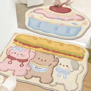 2pcs Bath rug Cute Bathroom Rugs for Bedroom, Soft Washable Rug Non Slip Kitchen Bath Mats for Bathroom Kawaii Dessert