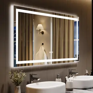Horizontal/Vertical 50"x26" LED Bathroom Mirror – Backlit + Front Lit, Dimmable, Anti-Fog, Memory Function, Shatter-Proof, Smart Vanity Mirror for Wall.