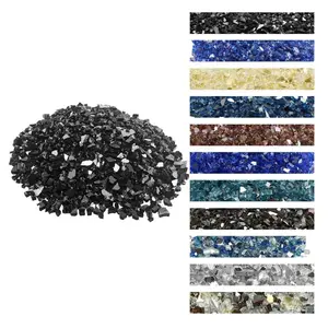 VEVOR Fire Glass, 10 LBS/ 4.5 KG High-Temperature Resistant Fireplace Rocks, 1/2-Inch/ 12.7 mm Reflective Smokeless Firepit Glass Rock, High Luster Stone Landscaping for Fire Pit Table, Black