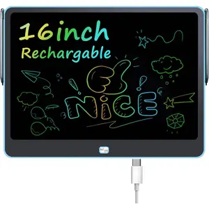 Rechargeable LCD Writing Tablet for Kids, 16 Inch Colorful Drawing Tablet, Educational Toddler Drawing Pad, Reusable Learning Toys for Kids (Ages 3-8), Ideal Gift for Christmas Birthday (Blue)