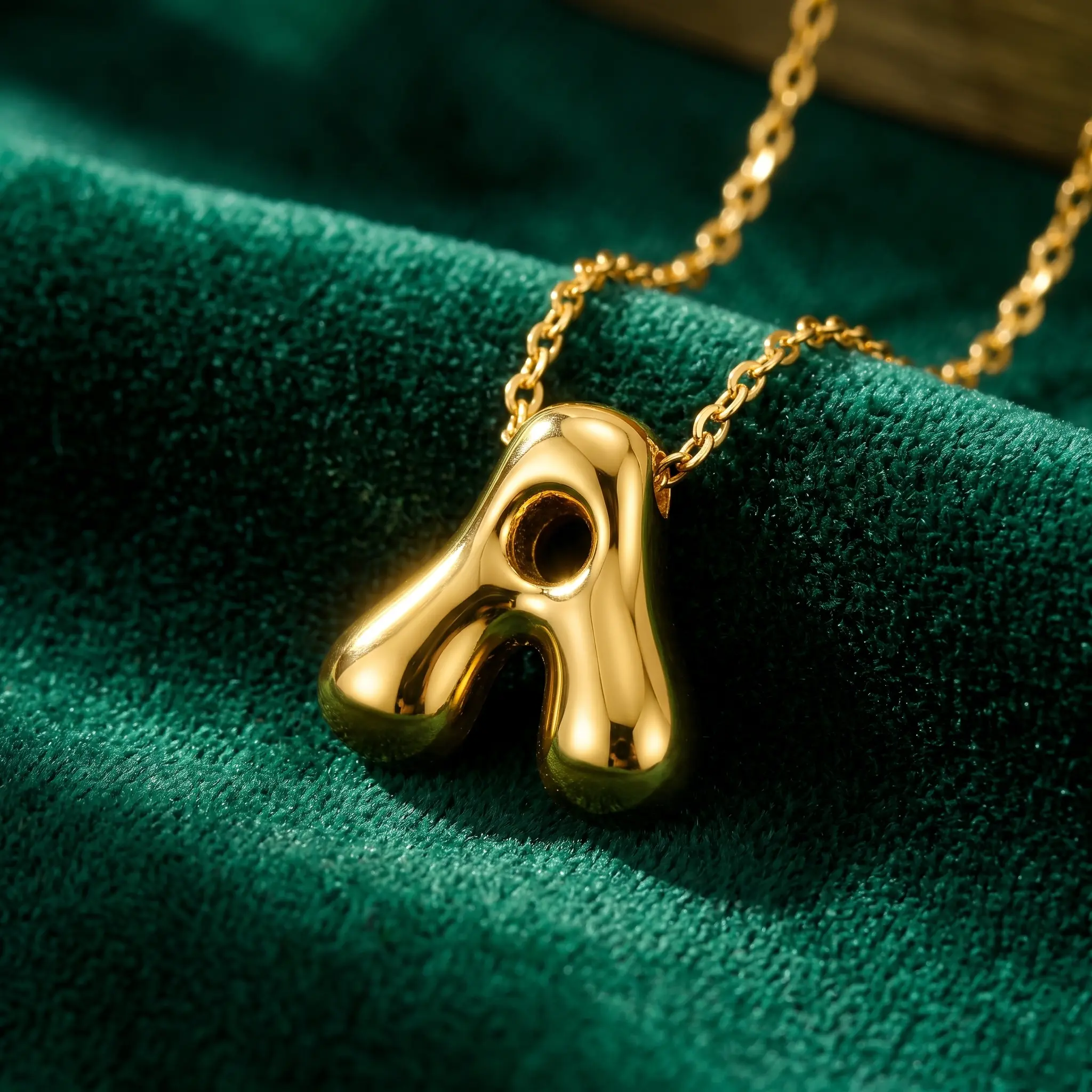 18K Gold Plated Chunky Bubble Initial Necklace, 3D Puffy Letter Pendant Chain for Women, Personalized Jewelry Gift