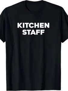 Men'S & Women'S Heavyweight 220gsm Pure Kitchen Staff Uniform T-Shirt - Retro Chef Hat & Kitchen Print, All-Season Comfort, Round Neck Short Sleeve Workwear for Restaurants, Hotels, Catering - Breathable & Durable Chef Coat (Casual & Professional At
