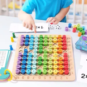 A set of Montessori three-in-one multiplication board games, a hundred-number board, designed to cultivate mathematical and logical thinking, includes 100 multiplication question cards, suitable for home education and classroom teaching aids.
