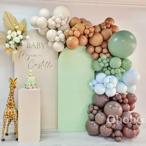 156 Piece Brown Green Beige Balloon Arch Garland Set, Baby Shower Decoration Background, Birthday Party Decoration Balloons, Christening Baptism, Latex Balloons