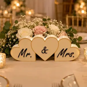 Mr & Mrs Heart Centerpiece | Sweetheart Table Decor, Wedding Reception Sign