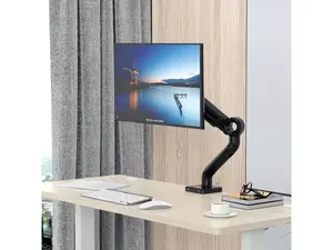 Rosewill Premium Single Monitor Mount, 13 to 35 Inch, 0 to 26.5lbs, Ultrawide Computer Monitor Stand for 35 inch Screens, Upgraded Adjustable Monitor Mount with USB, C-Clamp & Grommet Base, VESA 75x75