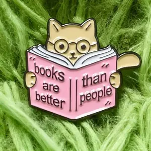 Books are Better than People Enamel Cat Pin