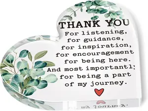 Thank You Gifts - Heart-Shaped Acrylic Desk Decor with Appreciation Message for Women, Teacher, Coworkers, Friend, Boss - Ideal Birthday, Christmas & Office Present for Teachers & Friends