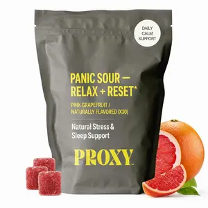 PROXY Panic Sour Gummies (30 Count), As Needed Stress Support with GABA & L-Theanine, Tart Grapefruit Flavor, Fast Reset Emotional Balance Vegan Gummies