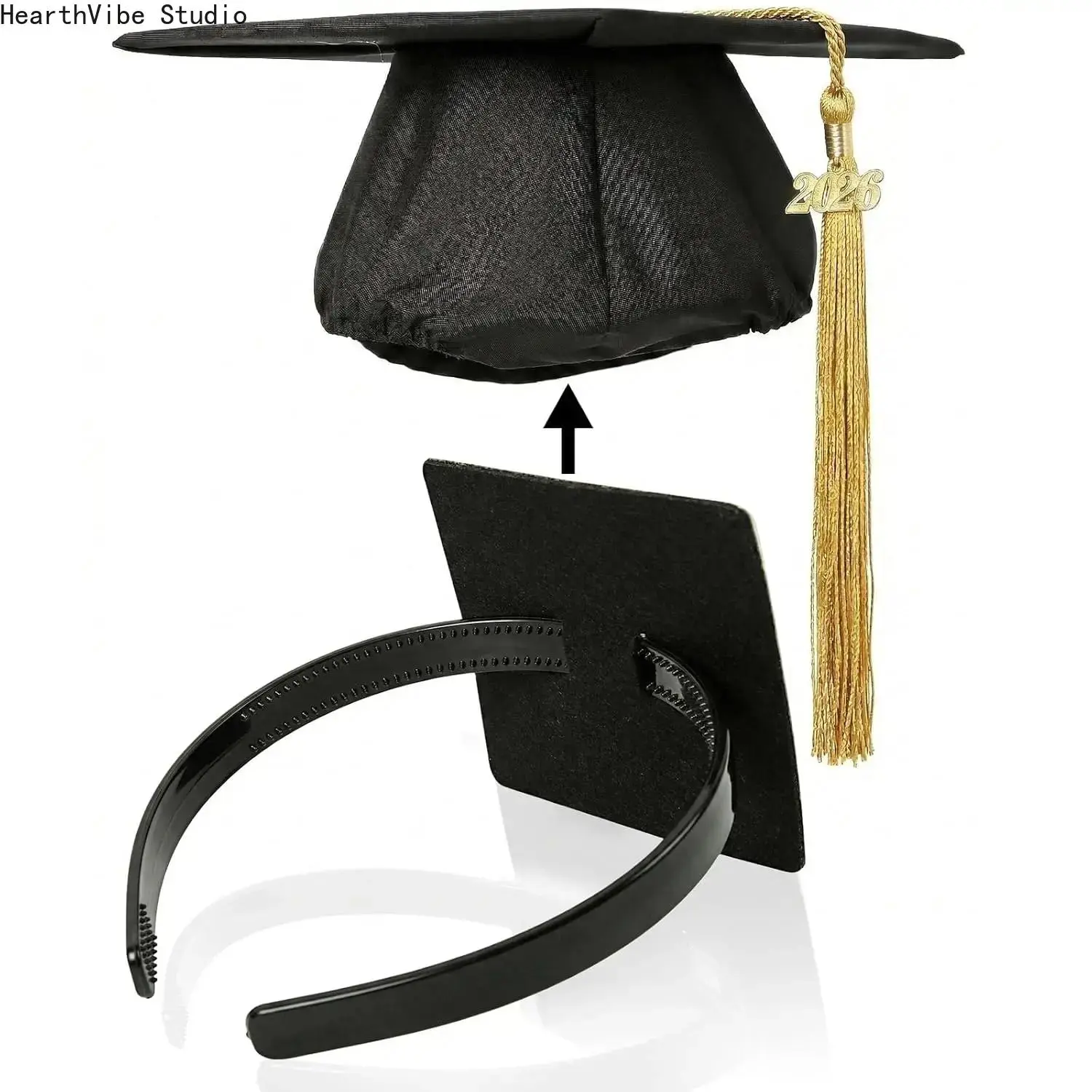 2026 Graduation Cap Headband, Firm Anti-fall HairBand for Graduation Hat, Graduation Gifts Hat Accessories for Graduates, Students, Women (Grad Cap Not Included) summervibes