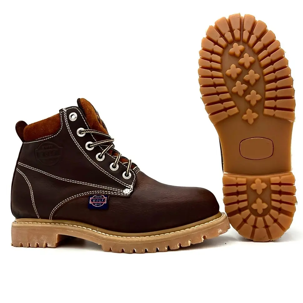 White Wolf Classic Work Boot Rubber Tractor Sole Goodyear Welt Construction Oil and Slip Resistant WW-940 Ankle Leather Footwear Comfort Shoe Work Safety Shoes Work Safety Boots