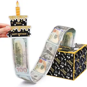 Money Box with Pull Out Birthday Card and Bags - A Fun Way to Gift Cash for Birthdays