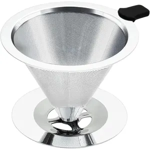 Hand Brew Coffee Drip Filter with Reusable Stainless Steel Filter - Portable, Easy-to-Clean Coffee Brewer Suitable for Single Cup Brewing - Perfect for Home, Office, Camping
