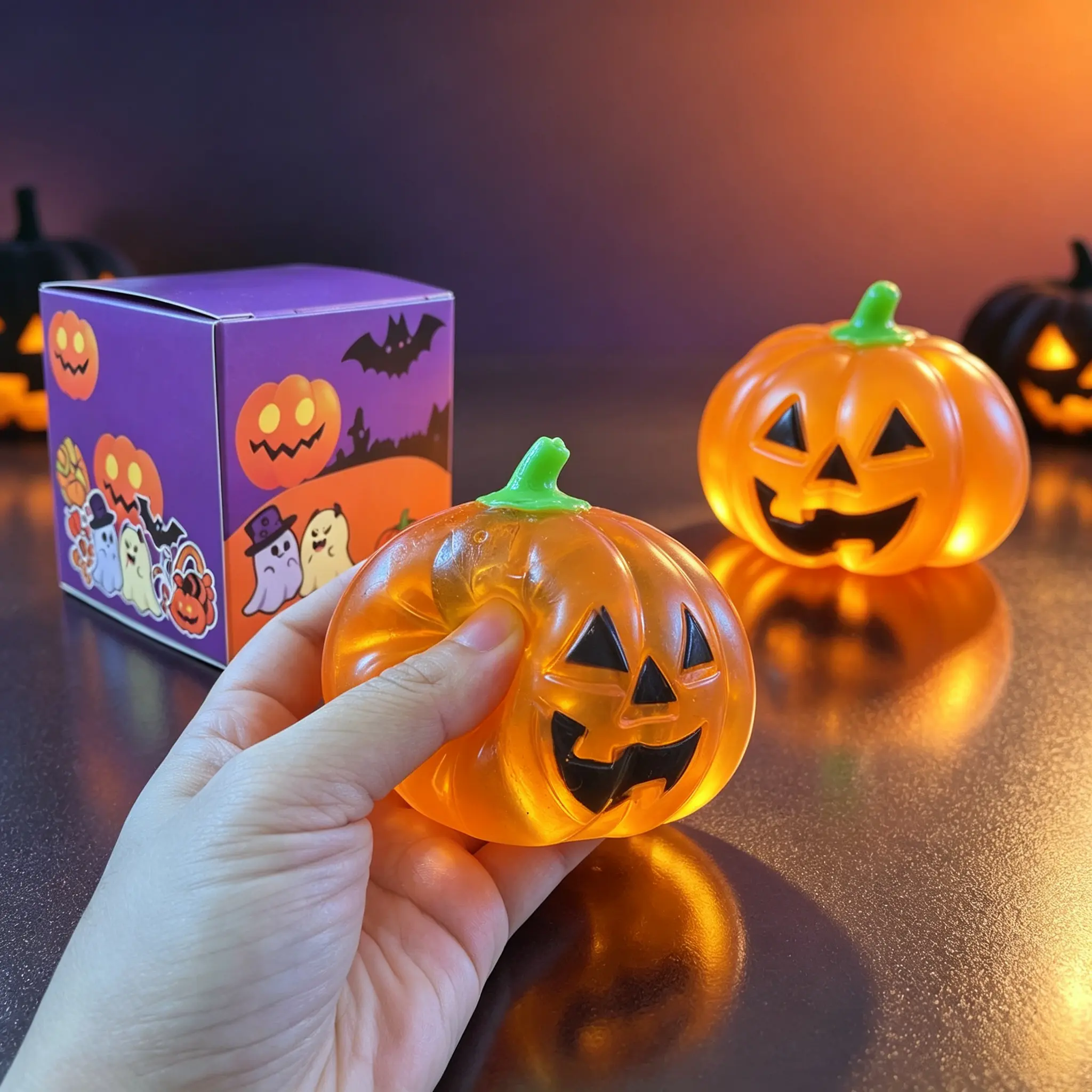 4Colors Halloween Pumpkin Squishy Vaseline Durable Soft Squishies DIY Stress Ball