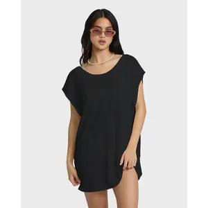 Hallow Wave Mini Short Sleeve Dress - Black Sands