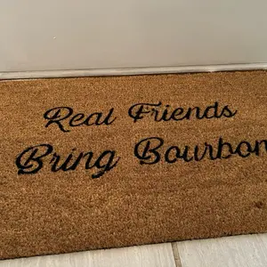 Real Friends Bring Bourbon Door Mat - Coir Welcome Mat for Home Entrance - Durable & Stylish Entryway Rug