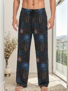 Men's Casual Pants, Ultra-Soft Sleepwear, Perfect for Spring Summer Fall, Cartoon Pattern, Comfortable Leisure Wear