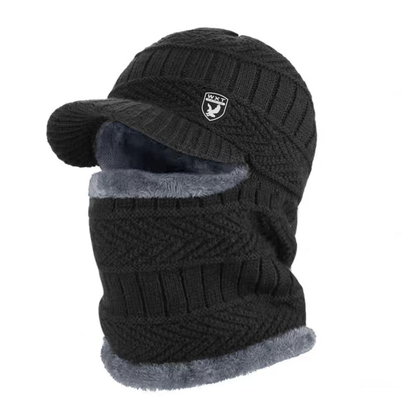 Men's winter hat with brim with scarf Balaclava hat outdoor cycling skiing cold and windproof piled thickened old man hat Men's winter hat with brim with scarf Balaclava hat outdoor cycling skiing cold and windproof piled thickened old man hat
