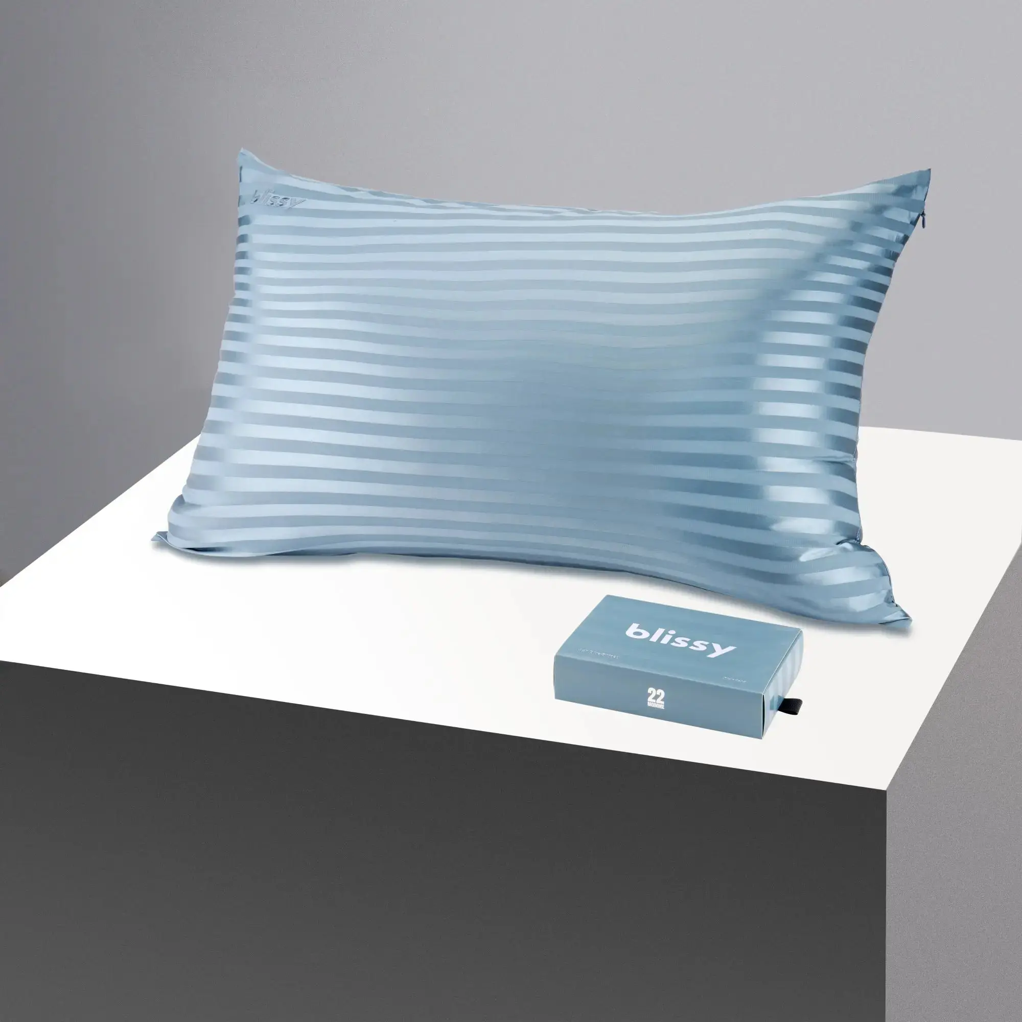 Blissy Striped Silk Pillowcase – 100% Mulberry Silk – Improve Hair, Skin & Sleep