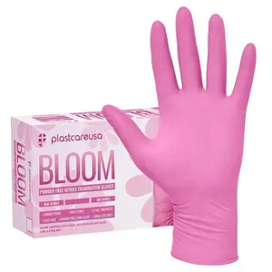 1000 LARGE Pink Nitrile Exam Premium Gloves (Powder & Latex Free), PlastCare USA Bloom