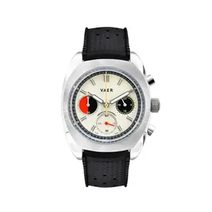 VAER R1 Racing Chronograph Cream - 38mm Men's Chrono Watch, 100m Water-Resistant, Meca-Quartz Movement, Scratch Resistant Sapphire Crystal
