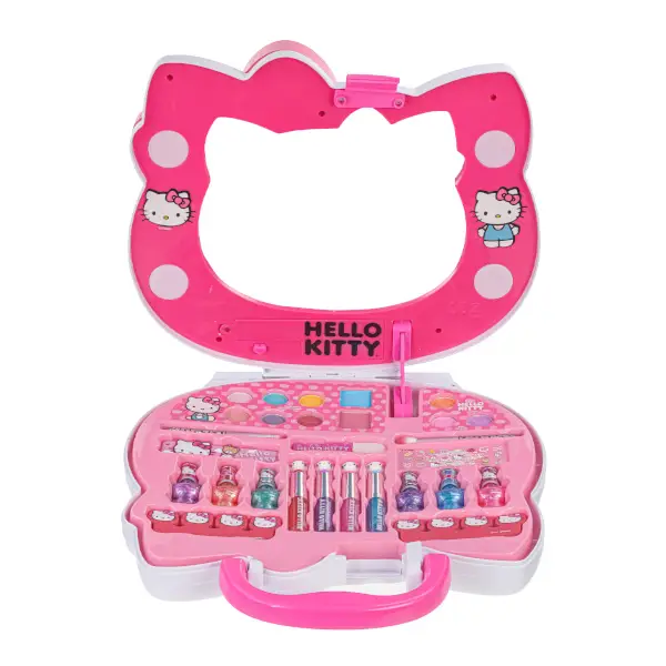 Hello Kitty Face Light-Up Makeup Vanity Set for Girls, Includes Nail, Eye & Lip Accessories, Perfect Birthday and Holiday Gift, Ages 3+