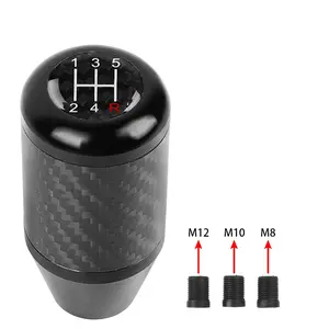 Brand New Universal 5 SPEED Black Carbon Fiber Racing Gear Stick Shift Knob For MT Manual