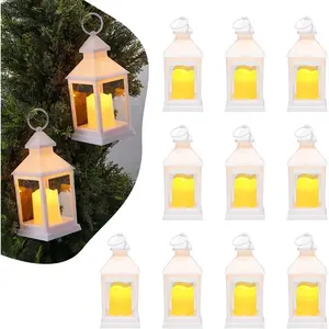 VEVOR 12 Pcs Decorative Candle Lantern, LED Electric Flameless Candle, Plastic LED Holder with Glass, Wall Hanging Indoor Porch Lanterns for Wedding Table Party Farmhouse Indoor Decor, WhiteVEVOR Super Brand Day