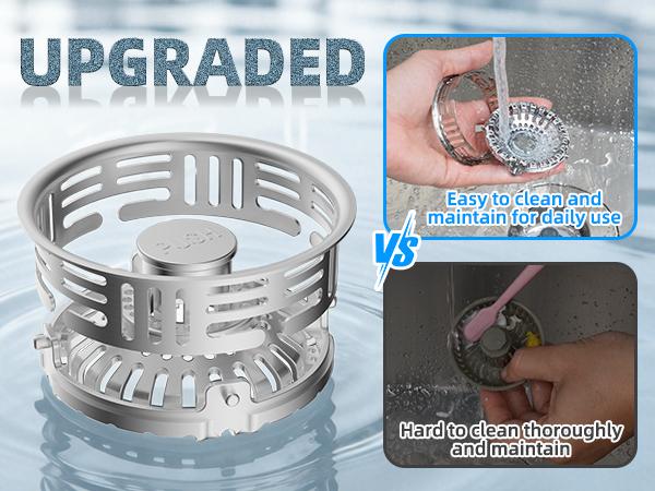 Hibbent Metal Kitchen Sink Drain Strainer and Stopper, Stainless Steel | Upgraded Universal 3 in 1 Pop Up Design, Detachable Larger Anti-Clog Basket, 3-Layer Seal Plug for Standard 3-1/2" Drain Hibbent Metal Kitchen Sink Drain Strainer and Stopper, Stainless Steel | Upgraded Universal 3 in 1 Pop Up Design, Detachable Larger Anti-Clog Basket, 3-Layer Seal Plug for Standard 3-1/2" Drain