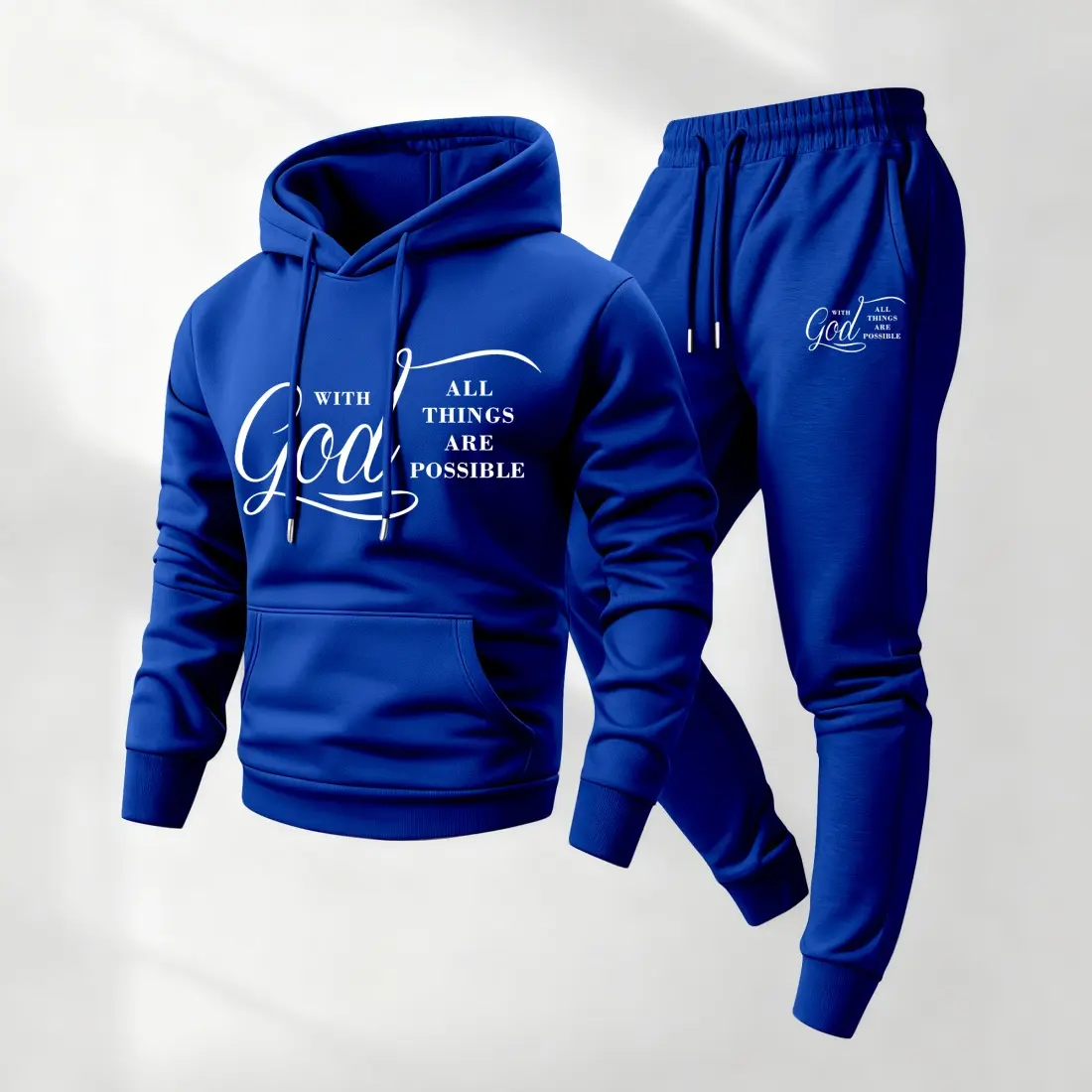 Men's 2-Piece Long Sleeve Hooded Athletic Activewear Tracksuit - Loose-Fitting Letter Print Polyester Hoodie & Sweatpants, Tracksuit Jogger Set, Casual Sportswear for Athleisure