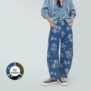 BarrelJeansforWomenwithDrawstringBoyfriendFitTaperedBaggyDenimStreetwearVintageStyle