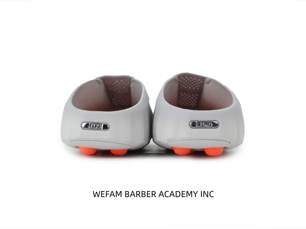 Street‑Style Slip‑On Mule Slippers For Men, Light Gray EVA Upper With Hollow Design & Bright Orange Non‑Slip Dotted Outsole