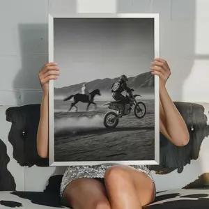 Horse Motorbike Race Photography Wall Art Print Retro Motorcycle Art Aesthetic Poster Giclee Poster Artwork
