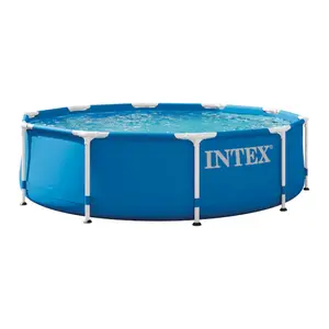 Intex 10 Foot x 30 Inch Above Ground Round Swimming Pool (Pump Not Included)