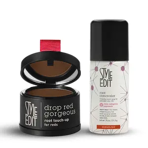 Style Edit Red Travel Duo: Root Touch Up Powder and Travel Size Auburn/Red Root Concealer Spray hairline powder root cover up