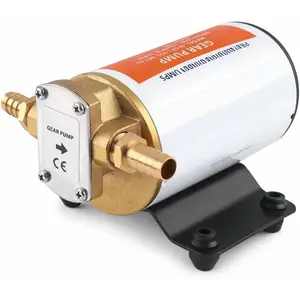 12V Self Priming Impeller Gear Pump - 3.2 GPM Oil Change   Transfer Pump, Reversible Flow, Copper Impeller, Rugged Metal Gears, 4 Year Warranty
