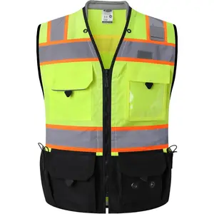 Hivis unisex surveyor safety vest heavy duty ppe inner pockets ansiisea compliant