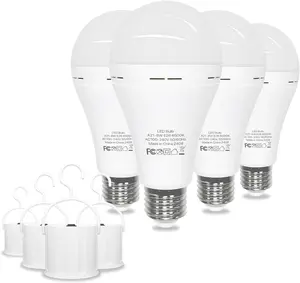 Rechargeable Camping Light Bulbs 4 Pack, Battery Backup E27 LED for Tent RV Storm Blackout Outdoor Must Have