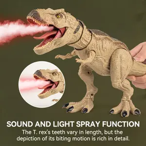 Electric T. Rex Dinosaur Toy for Kids 3-10 Years, TikTok Viral Realistic Model with Mist Spray, Roaring Sound, LED Lights, Interactive Indoor-Outdoor Play, Birthday Holiday Gift for Boys