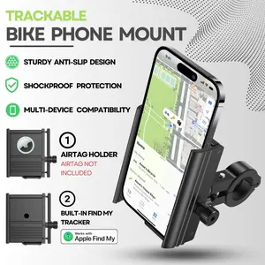 Anti-Theft Bike & Motorcycle Phone Mount, Hidden Airtag Bike Phone Mount, Compatible with Airtags Holder, GPS tracker ,IP67 Water-Resistant,360° Rotation,Premium metal finish, Shockproof Protection,Smartphone Accessories, Motorcycle & Bike Accessories
