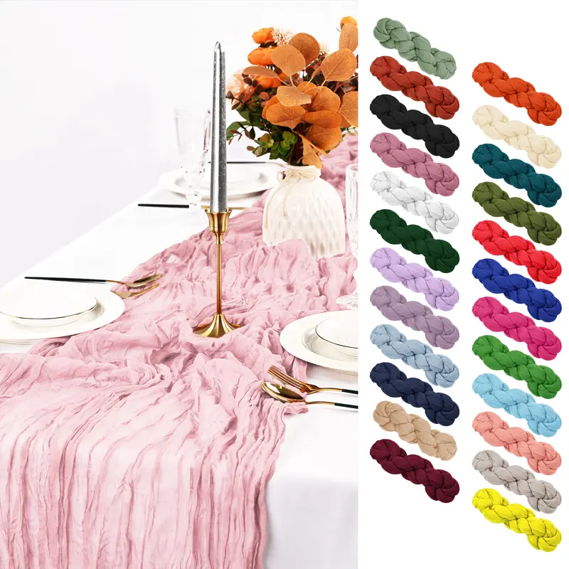 12/20/24/30 Pack 21x120inch Cheesecloth Table Runner 10Ft Boho Gauze for Wedding Party Bridal Shower Thanksgiving Halloween Decor Anniversary Party, Christmas Elegant Chic Decorative Rustic Romantic Long Table Runner,#Back-to-school #Halloween