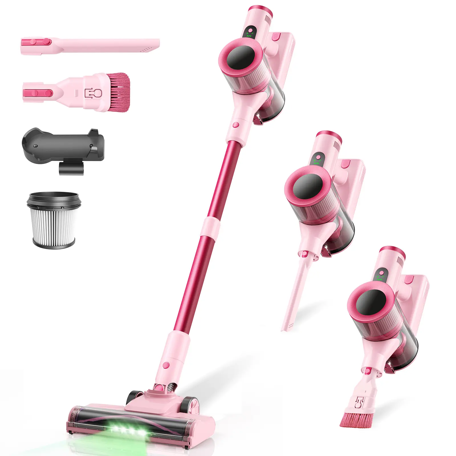 【stockup】 SummerWins S2 Cordless Stick Vacuum Cleaner, 350W Brushless Motor, 55-Min Energy Save Runtime, 8-in-1 Self-Standing with Green LED, Anti-Tangle Rechargeable, Deep Cleaning House Supplies for Floors, Car Vacuum for Car Interior Cleaning