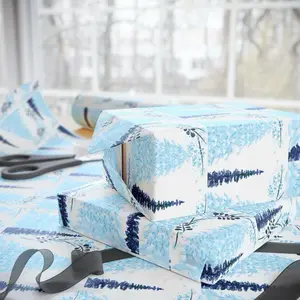 Blue Christmas Tree Wrapping Paper - Magical Gift Wrap for Festive Season - Symbol of Joy and Warmth - Spirit of Giving - Ideal for Holiday Presents