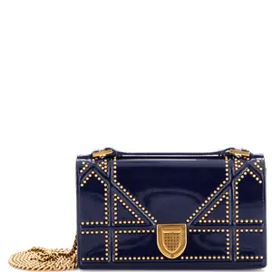 Pre-owned Dior material Messenger Bags Christian Diorama Chain Flap Clutch Studded Patent by Rebag