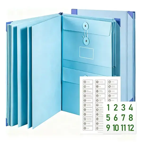Multi-Pocket Manila Accordion Folders - Office Filing Folders with Pockets for Passports, Birth Certificates, Paperwork, Home & Office Storage Organization, Files Organizer Document Holder